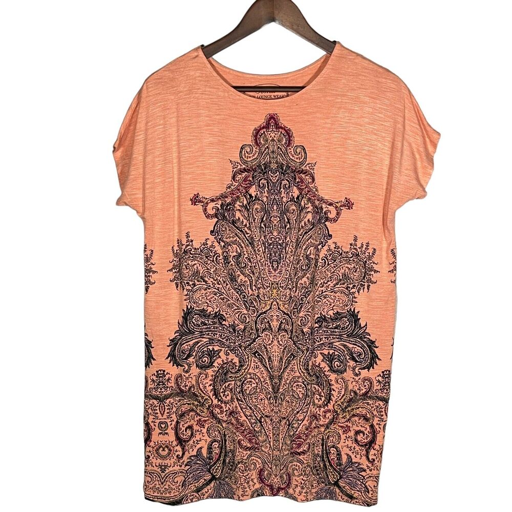 Soma Loungewear Luxuriously Soft Women Size S Orange Boho Paisley Stretch Rayon‎